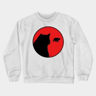 Akita and bear in rising sun Crewneck Sweatshirt